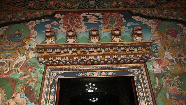 Nepal Boudhanath Stupa Buddhist Paintings Slow Motion Stabilizer Back Buddhist Temple World Heritage Site Kathmandu Valley