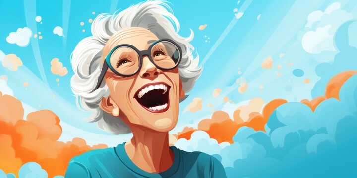 A grandmom is laughing, generative AI