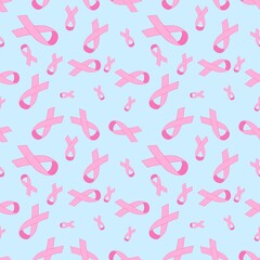Breast cancer month seamless pink ribbon day mammogram pattern for wrapping paper and media accessories