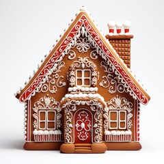 Christmas gingerbread house cookie isolated over white background Generative AI