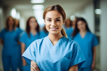 Fototapeta premium Aspiring Healers: Unity and Learning in the Heart of Healthcare.