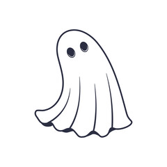 Doodle Ghost logo, icon. Ghost isolated on white background. Vector illustration	