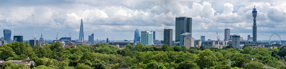 Panoramic view of London and its skyscrapers in UK