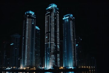 Beautiful Building Structure in the Night Sky. Generative AI