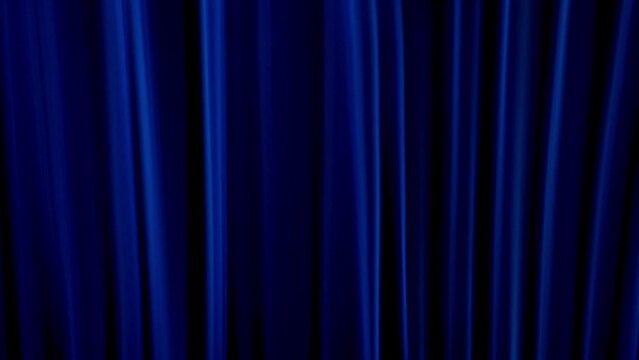 Abstract curtain of vertical curving streams of blue smoke on black background, slow motion video