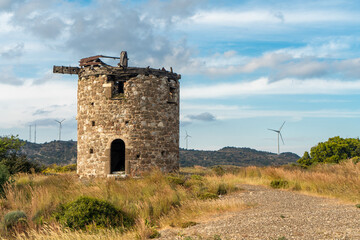 Ruins of old windmills Datca peninsula, Mugla, Turkey - 632346079