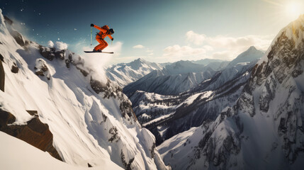 Extreme skier jumping