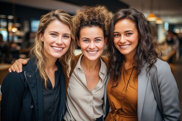 Fototapeta premium Diverse group of girlfriends with happy smiles, generative ai