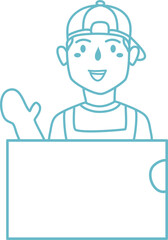 man holding banner illustration