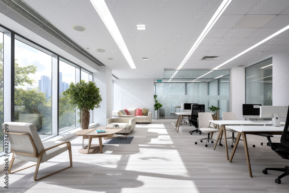 Aufkleber a large open office with a lot of windows. digital image.