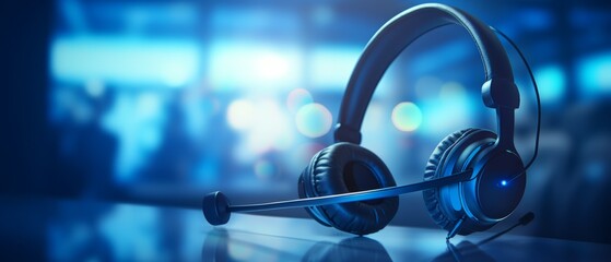 Photo of a pair of headphones on a table, symbolizing customer support and technical assistance in a call center or IT setting - IT Professional Support - Powered by Adobe