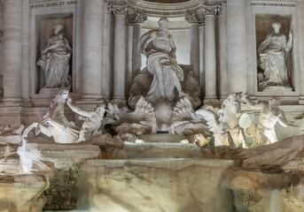 Fototapeta na wymiar Oceanus statue, Titan of the Sea in ​​the Trevi Fountain – Rome