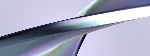 A background of an Elegant and Modern 3D Rendering image of a dark blue stair-like curve rainbow-colored glass refraction