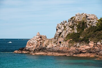 Fototapeta na wymiar Summer Serenity: Scenic Bretagne Coastline at Perros Guirec