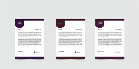 professional and Clean corporate business letterhead template design with 3 color sets.