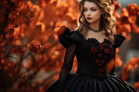 Beautiful Woman Characterized by Halloween- Catrina, Witch, Vampire, Bat