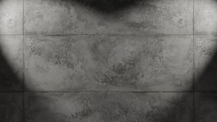 poured concrete wall, spotlights. realistic 3D rendering. illustration.