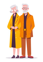 Couple of elderly people in love. Vector illustration in flat cartoon style isolated on white background