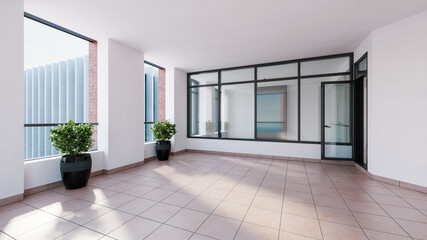 Large luxury modern bright interiors Living room mockup illustration 3D rendering computer digitally generated image