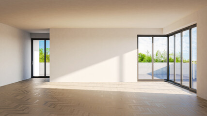 Large luxury modern bright interiors Living room mockup illustration 3D rendering computer digitally generated image