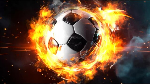 Rotating soccer ball in fire