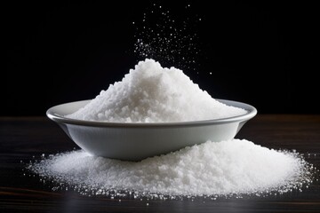 granulated sugar on the table on a black background