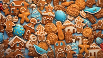 Gingerbread Cookies, Christmas Various Gingerbread Cookies. Christmas Gingerbread Cookie Isolated. Merry Christmas, New Year Celebration.