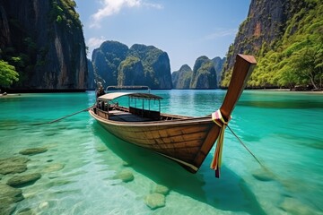Plakat Chao Phraya River. Phi Phi Islands in Thailand travel destination picture