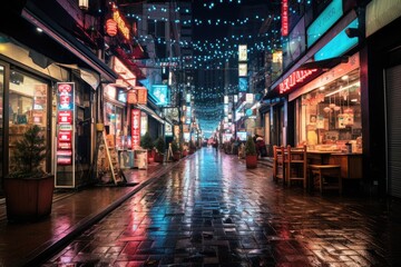 Fictional Cityscape  similar to Hongdae in Seoul South Korea picture