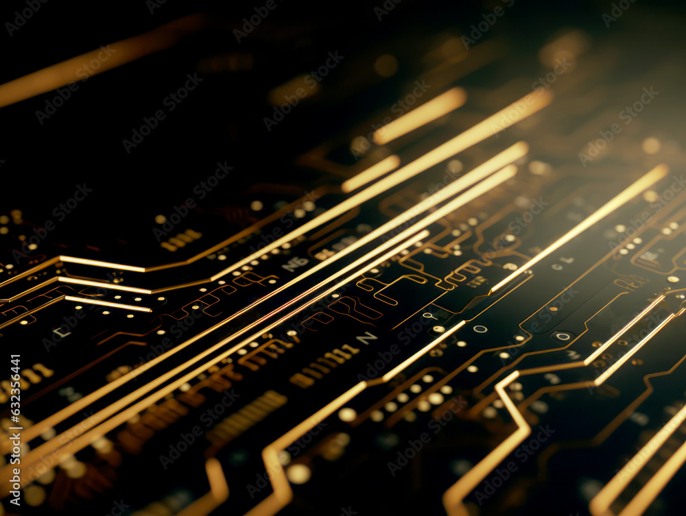 Poster circuit board closeup. technology background. generative ai