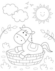 cute baby horse coloring page. you can print it on 8.5x11 inch paper © BaMic illustrations