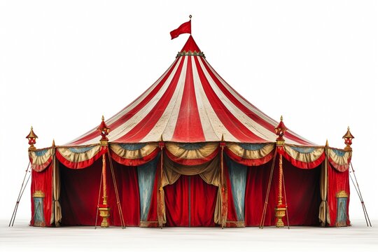 Circus tent is isolated on white background.