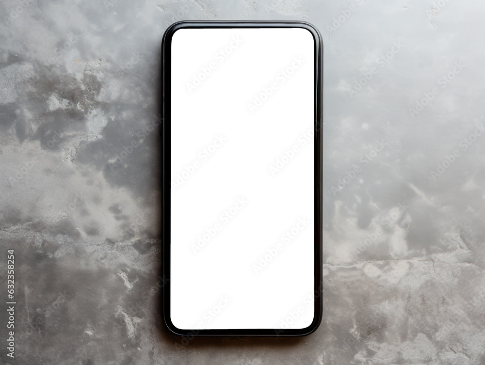 Aufkleber smartphone with blank screen on gray background. mockup for design. generative ai