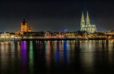 promenade Cologne illuminated by bright colored
