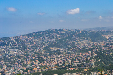 lebanon Jounieh Beirut cityscape coast landscape high up sky clouds mounatins mediterranean sea