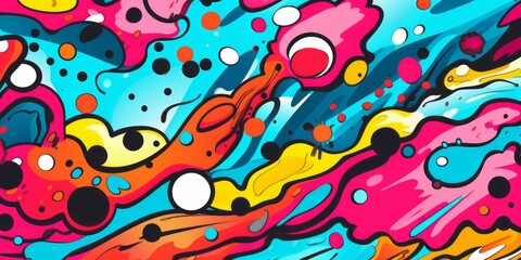 whimsical abstract pop art canvas whispers subdued hues, Generative AI