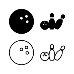 Bowling icon vector. Bowling ball and pin icon. Bowling pins with ball icon.