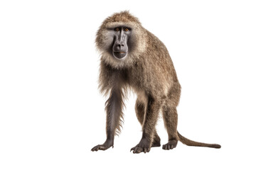 African Olive Baboon isolated on transparent background.