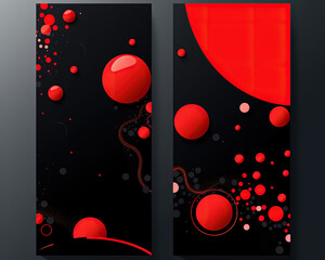 Abstract background with panels in black and red color. Generative AI