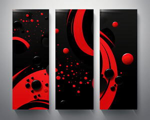 Abstract background with panels in black and red color. Generative AI