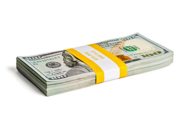 Bundle of 100 US dollars 2013 edition banknotes - 632364621