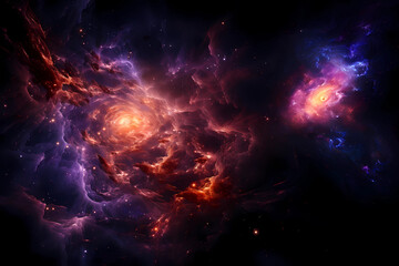 Naklejka premium Der Urknall - Lila Supernova Galaxis Schöpfung