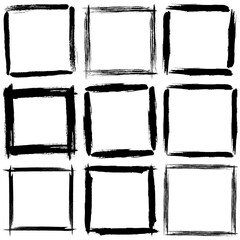 Hand drawn grunge frames. Grunge Brush Stroke. Illustration on transparent background