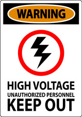 Obraz premium Warning Sign High Voltage Unauthorized Personnel Keep Out