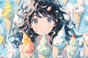 アイス好きの女の子,Generative AI AI画像