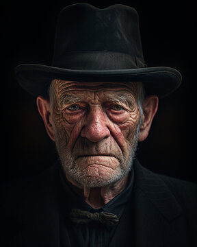 a portrait of a mean old western guy from the 1930s
