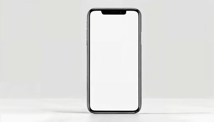 Phone mockup with blank screen in hand on white background