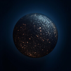 Fototapeta na wymiar a simple globe out of connected dots on a solid dark blue background - Generative AI