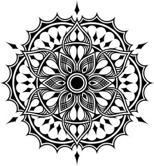 Mandala. Highly detailed ornamental design. Tattoo, print, design element, for coloring book pages