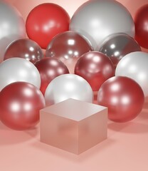 red balloon abstract podium 3D model